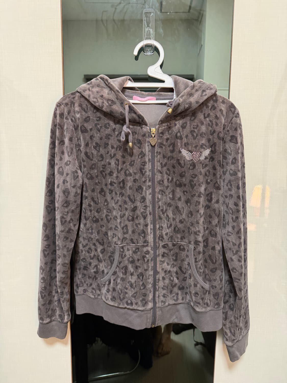 갸루st) 호피 큐빅 벨벳 후드집업 상품이미지4