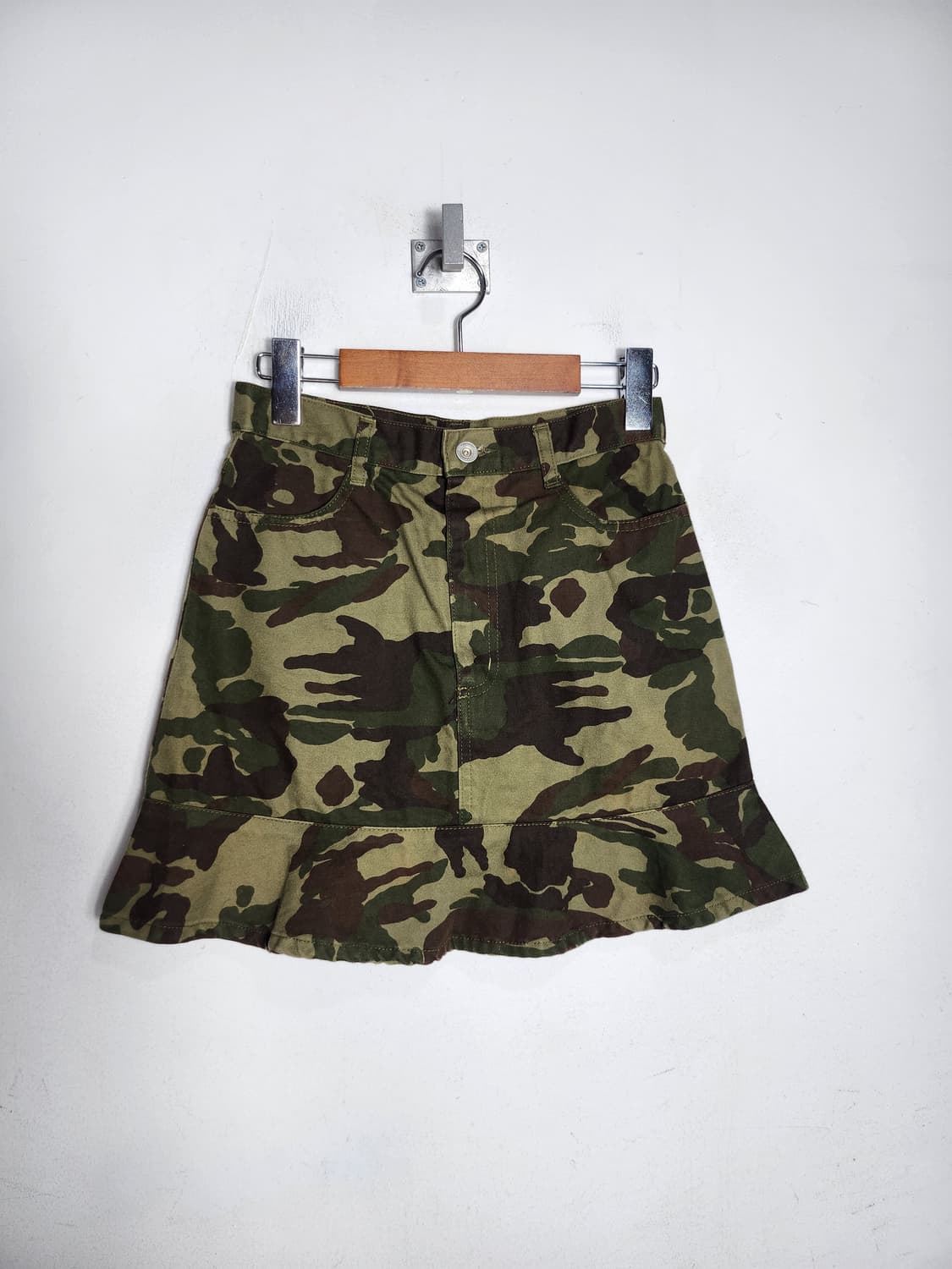 일본 빈티지 밀리터리 패턴 프릴 스커트 상품이미지1