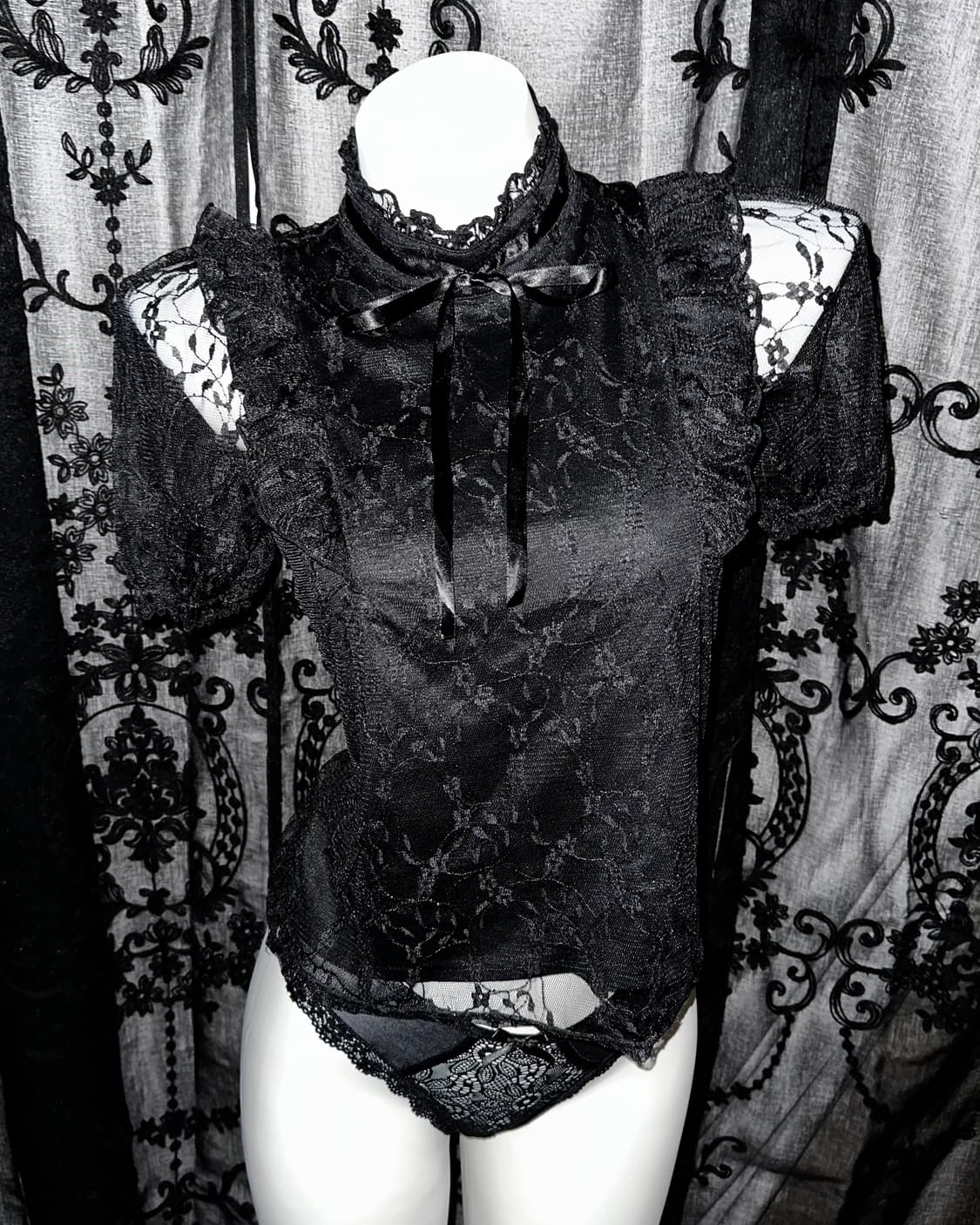ank rouge see-through lace blouse 상품이미지2