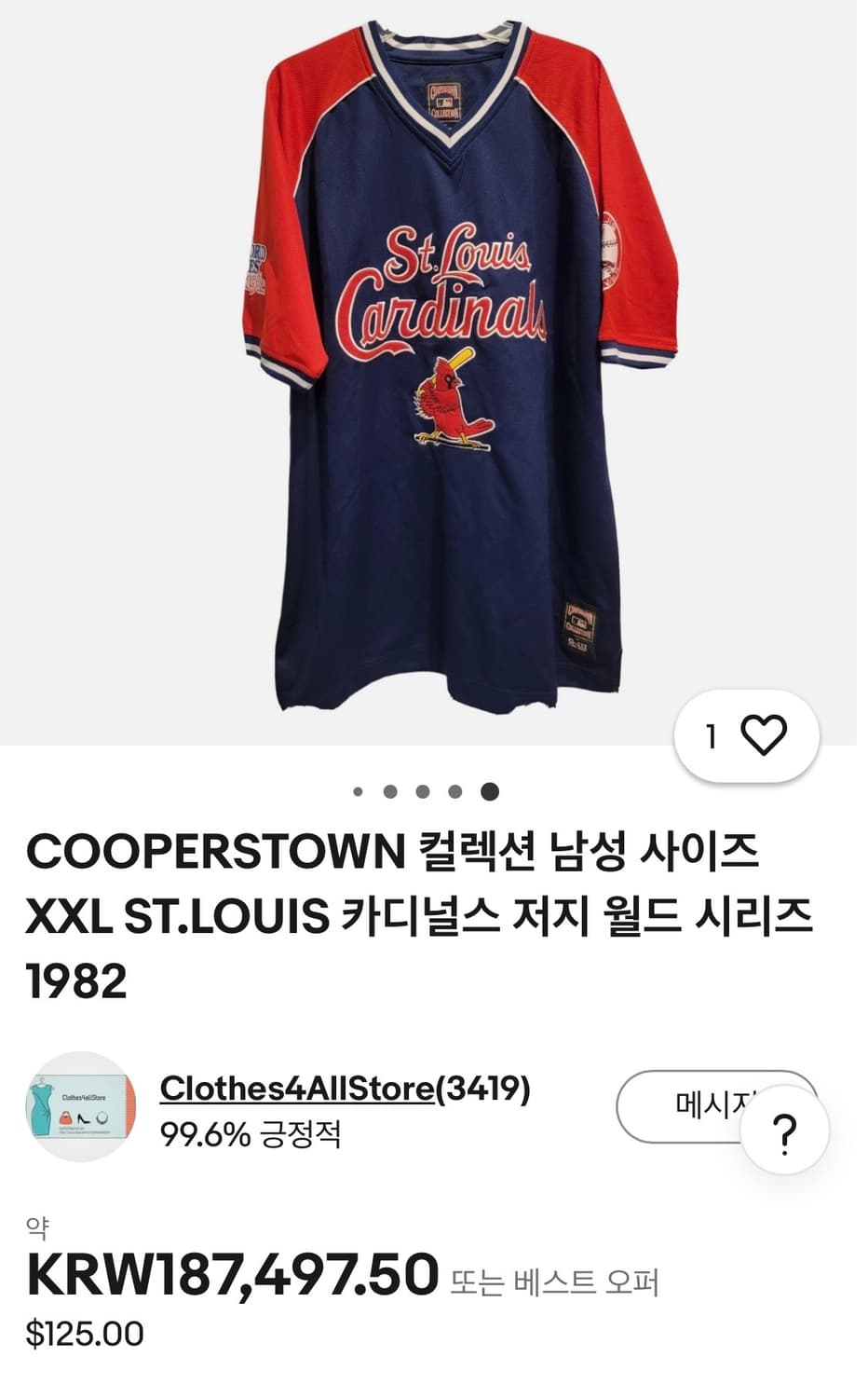 세인트루이스 카디널스 월드시리즈 1982 올드 유니폼 상품이미지10