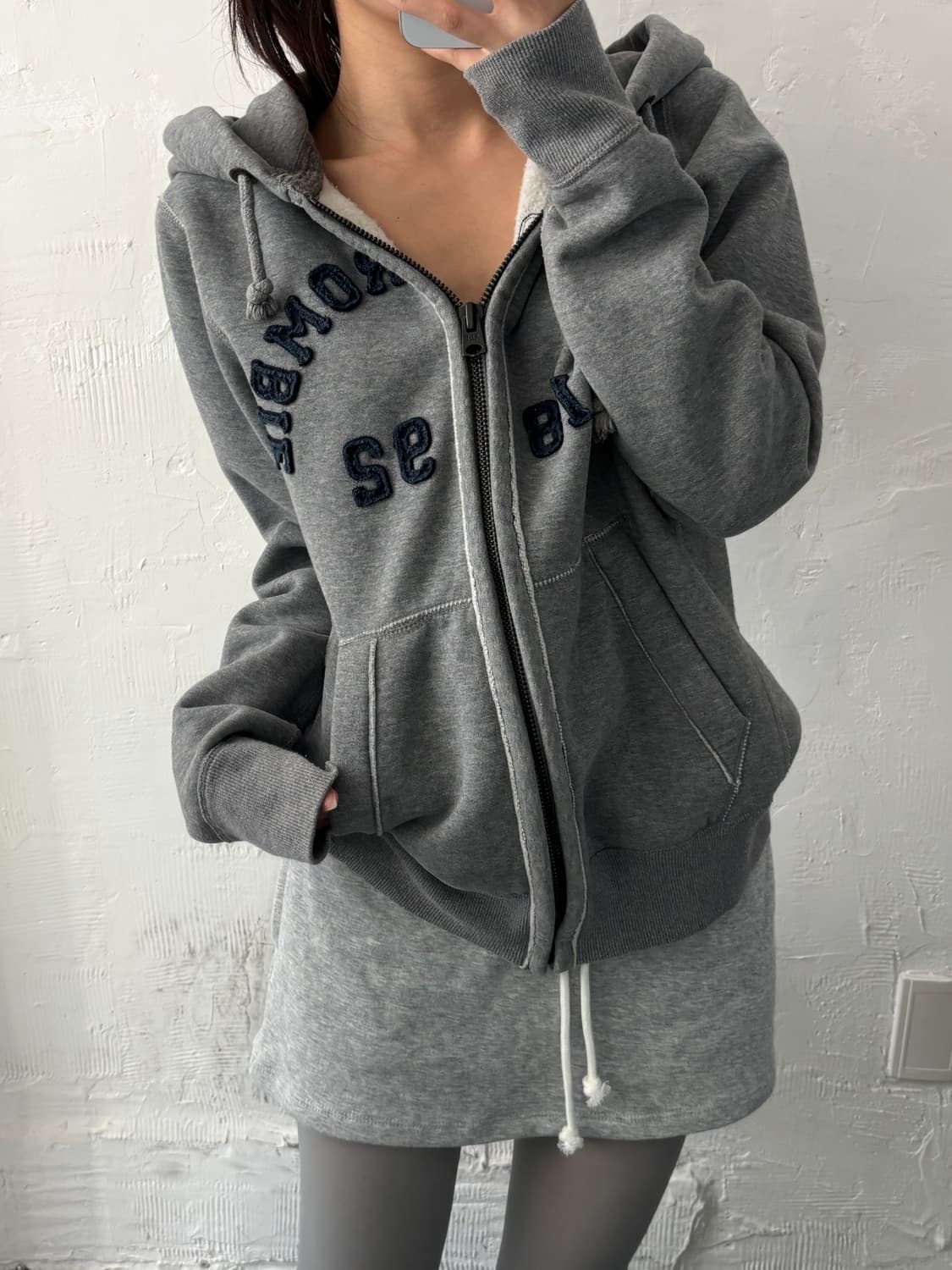 Abercrombie 아베크롬비 그레이컬러 로고 후드집업 상품이미지7