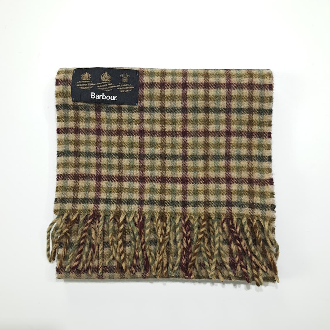 MX489 바버 90s 울 타탄체크 올리브 머플러 목도리 상품이미지6