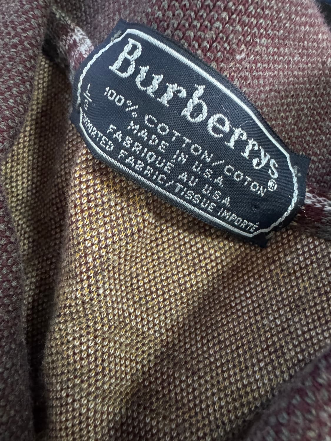 버버리 USA 90s 빈티지 코튼 카라 체크 니트 XL 상품이미지4