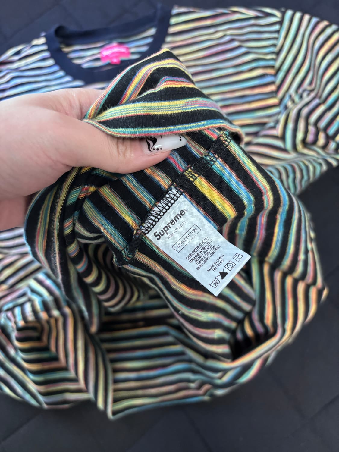 슈프림 스태틱 스트라이프 반팔티셔츠 XL 상품이미지6