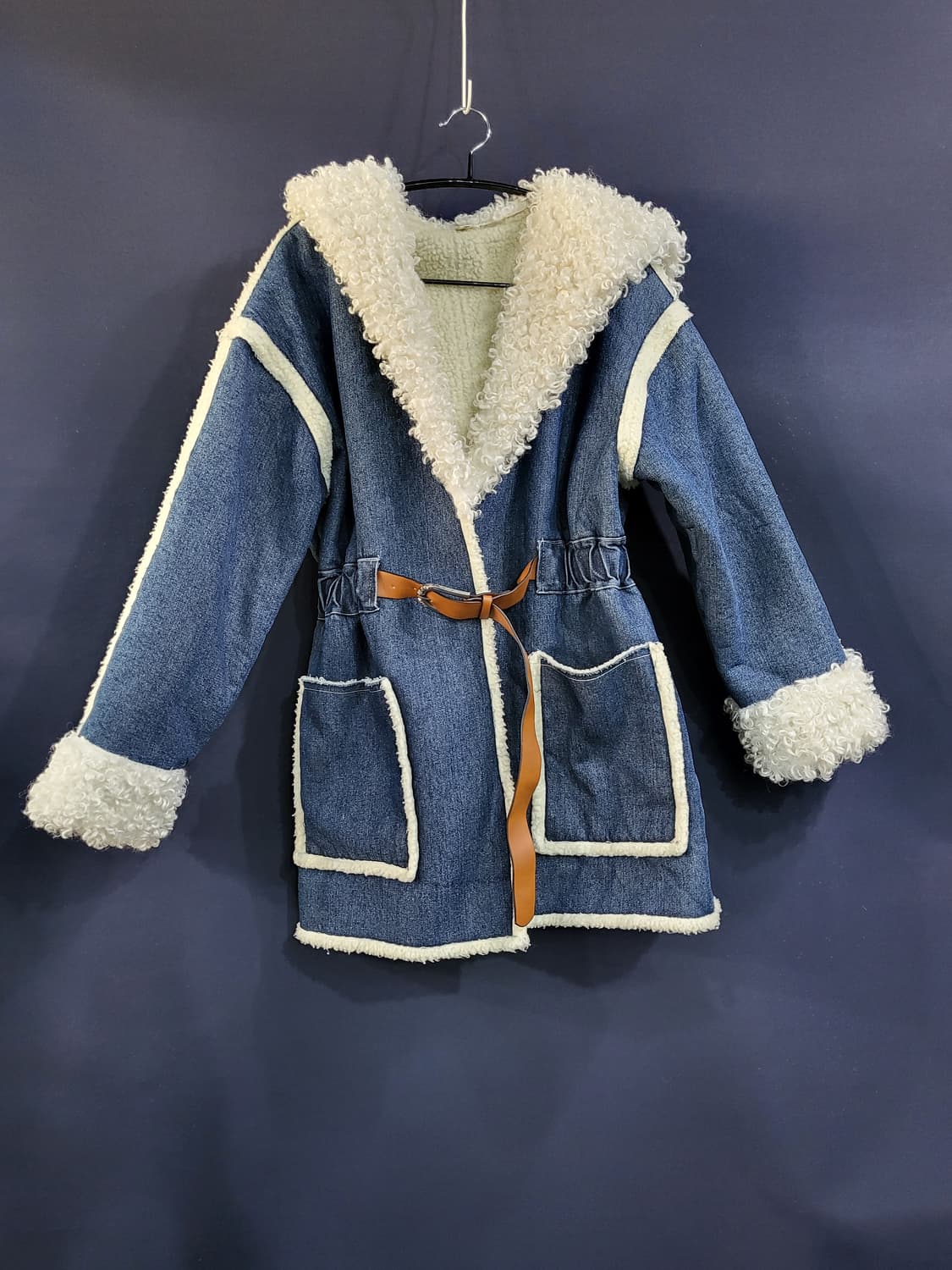데님 후드 양털 자켓 상품이미지1