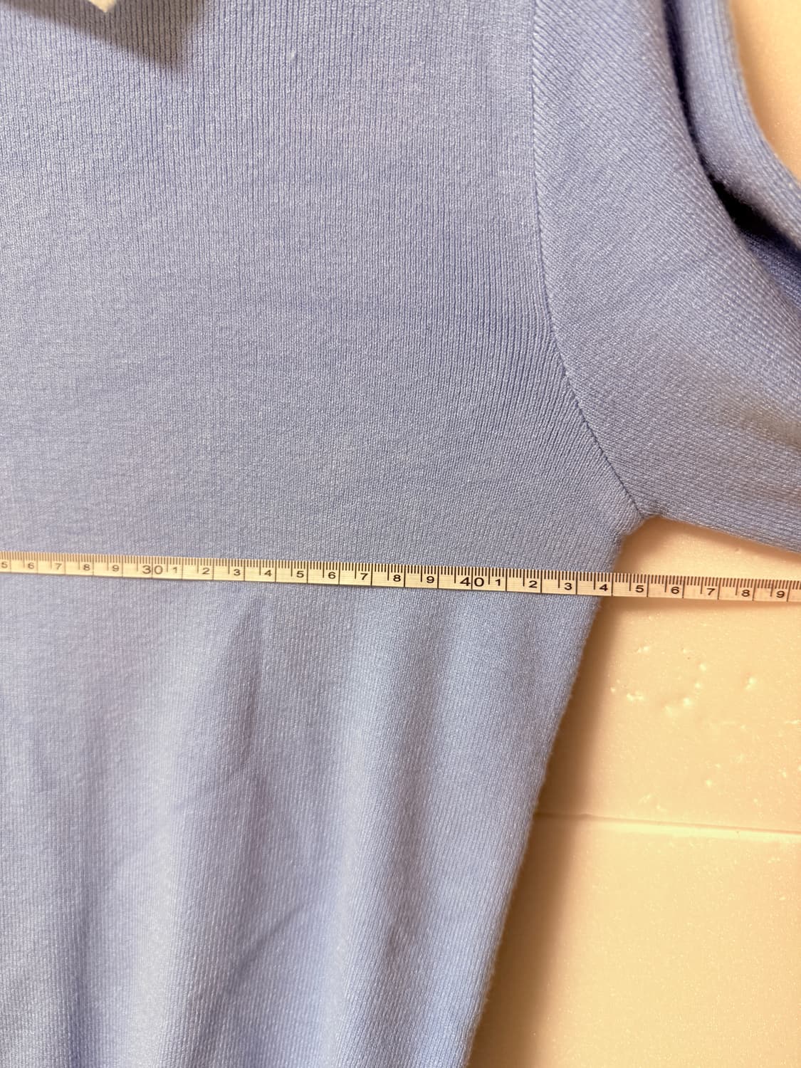 미쏘(MIXXO) 배색 카라 니트 라이트블루 데일리  상품이미지8