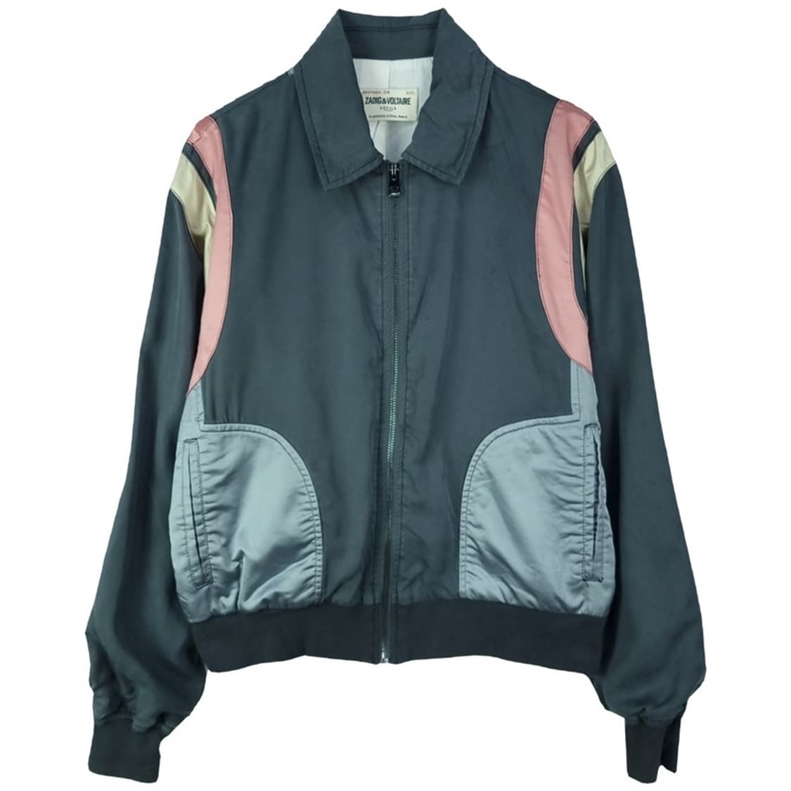 [쟈딕앤볼테르] 멀티 패널 배색 빈티지 블루종 집업 자켓 P01242 상품이미지2