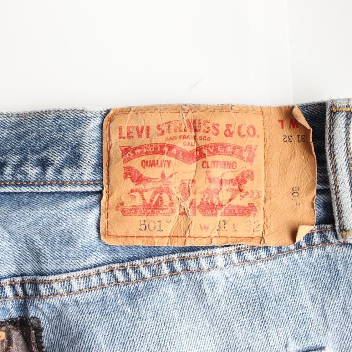 리바이스 501 록 밴드 패치워크 데님 팬츠 청바지 (남성 33in) 상품이미지6