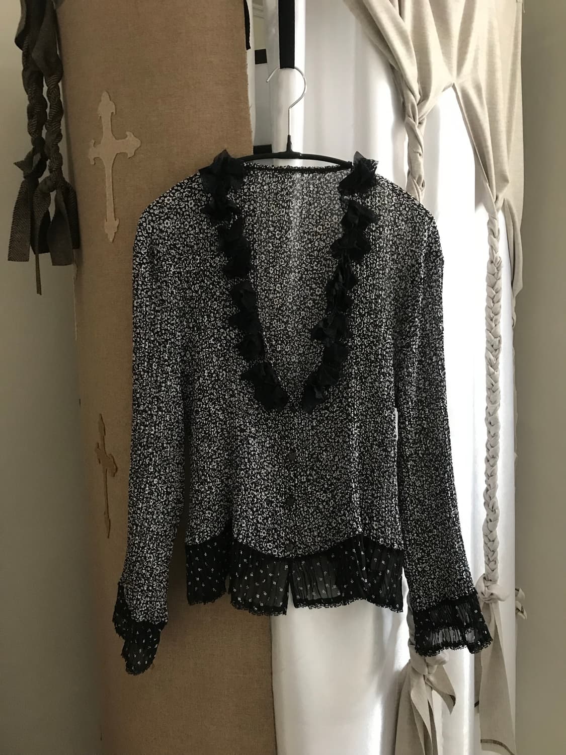 vintage pattern pleats blouse 상품이미지7