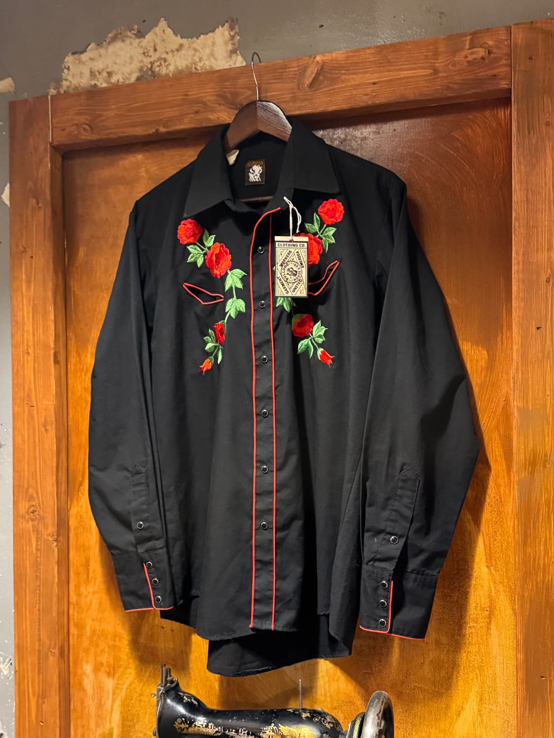 70s KARMAN 장미 자수 웨스턴 셔츠 (XL) 상품이미지2