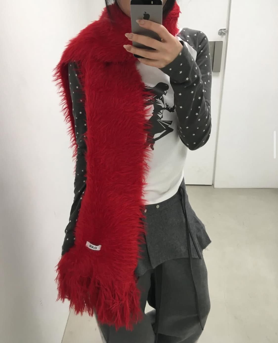 오호스 ojos Hairy muffler red 상품이미지1