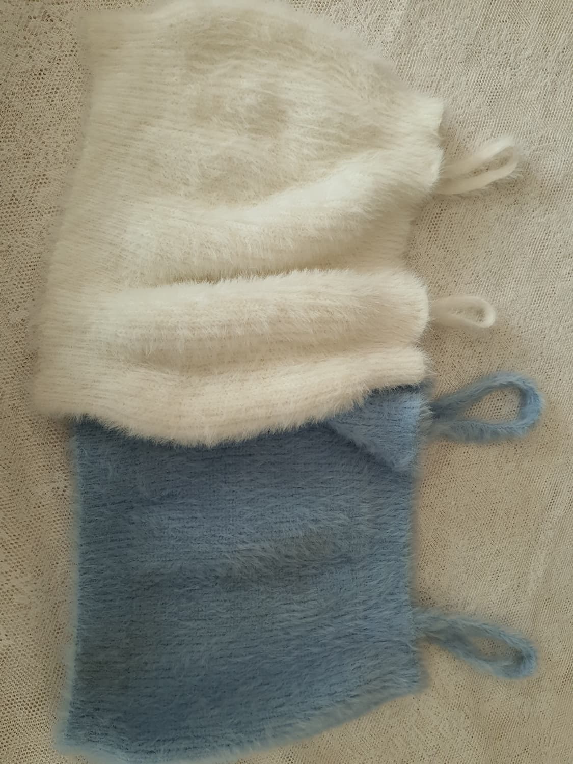 [빈티지] 앙고라 퍼 나시 화이트/블루 일괄 상품이미지1