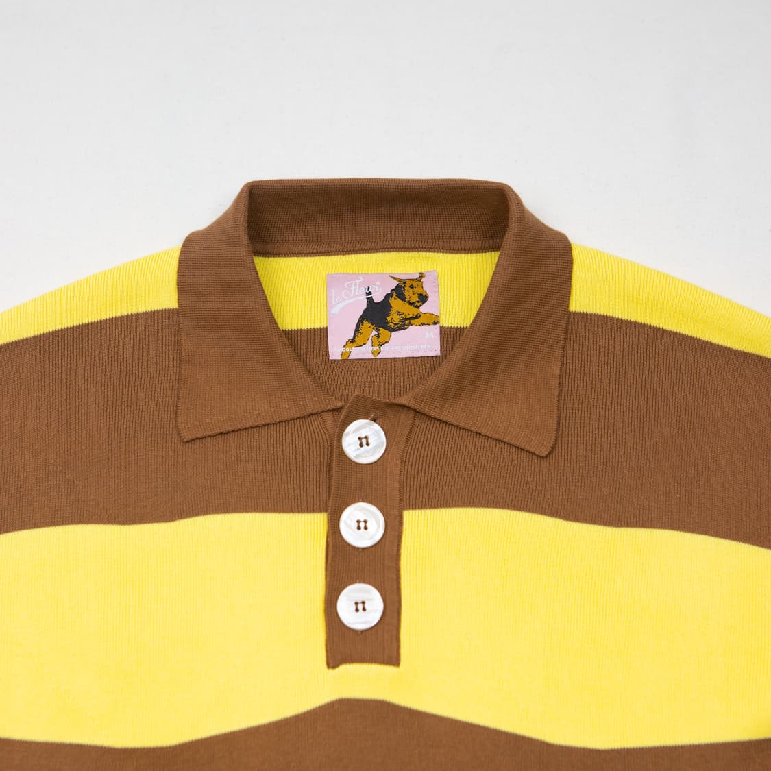 골프 르플레르 Season 2 웨이비 스트라이프 니트 폴로 셔츠 브라운 상품이미지5