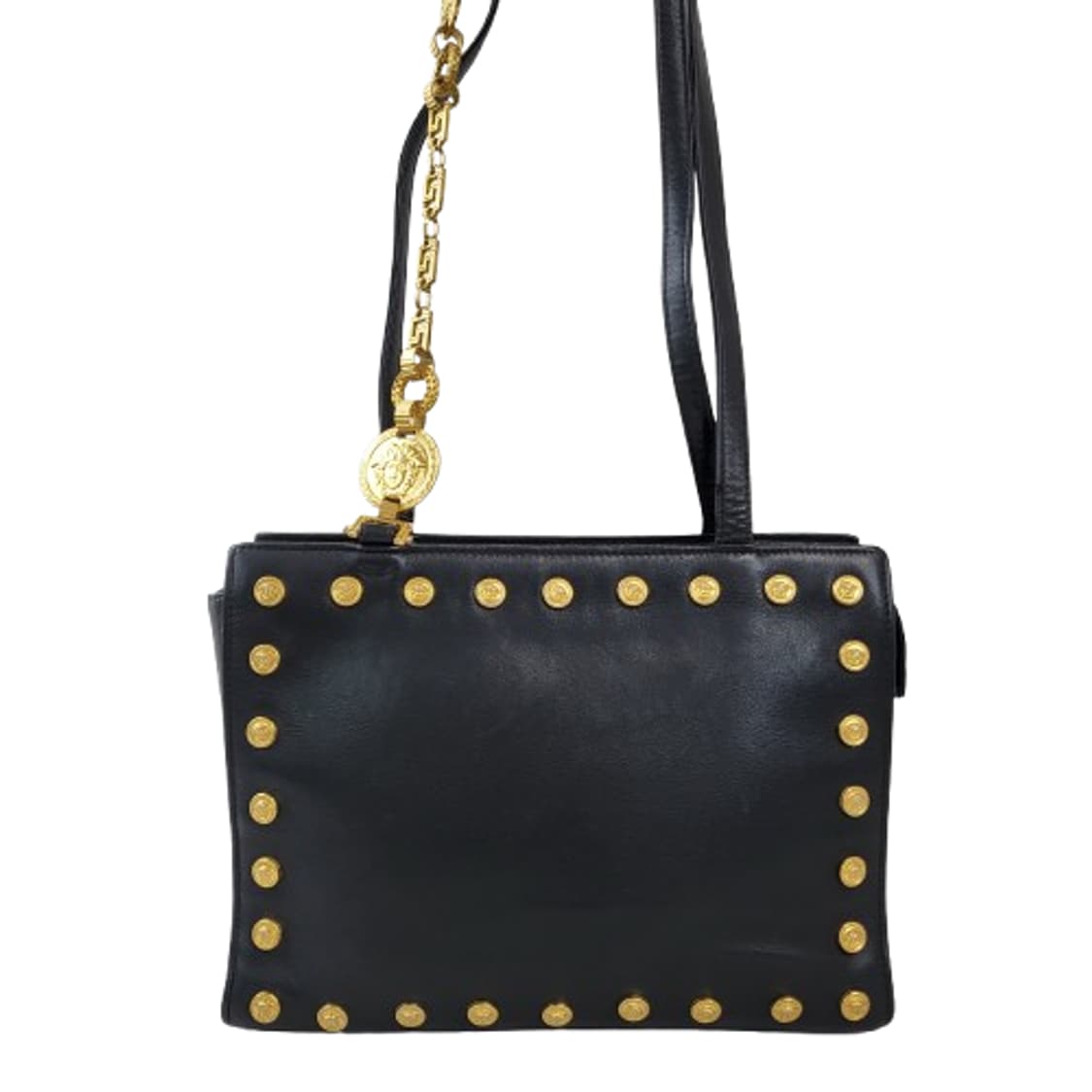 정품 베르사체 빈티지 블랙 레더 체인 숄더백 상품이미지2