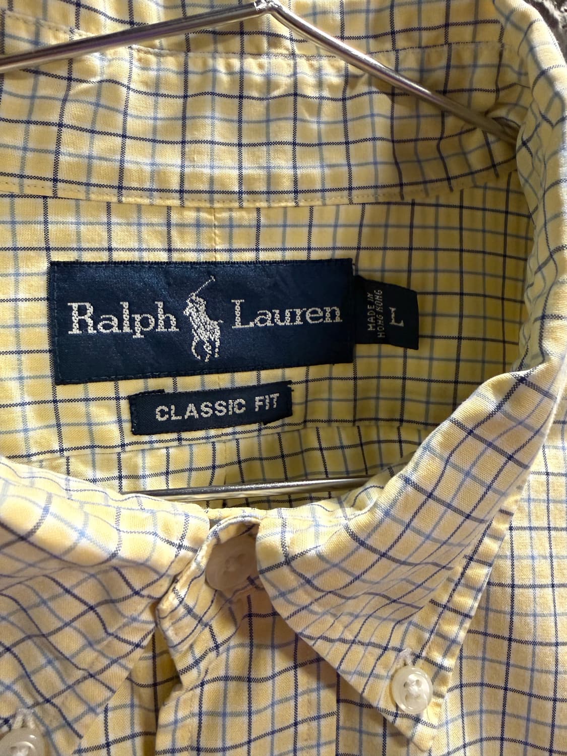 폴로 랄프로렌 클래식 핏 미니 체크 버튼다운 셔츠 옐로우 L 상품이미지5