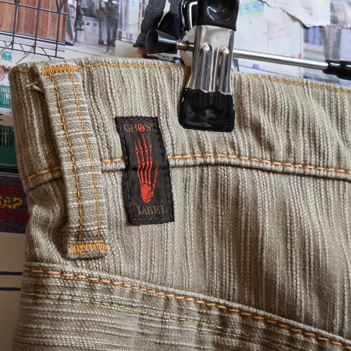 빈티지 잔줄 베이지 코튼 팬츠 상품이미지7