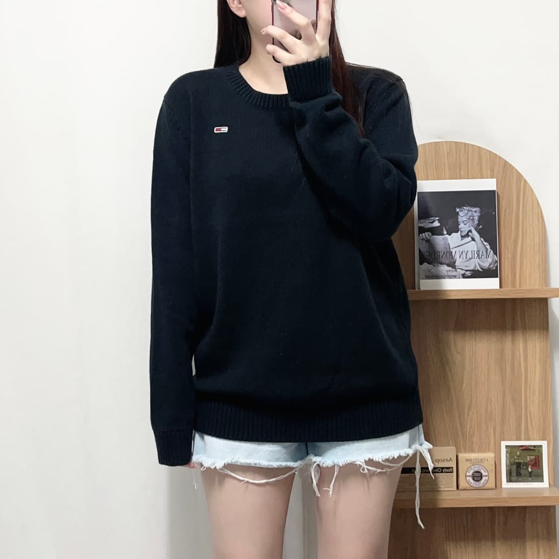 [정품] 타미 블랙 패치로고 짜임 니트 [ L ] 상품이미지2