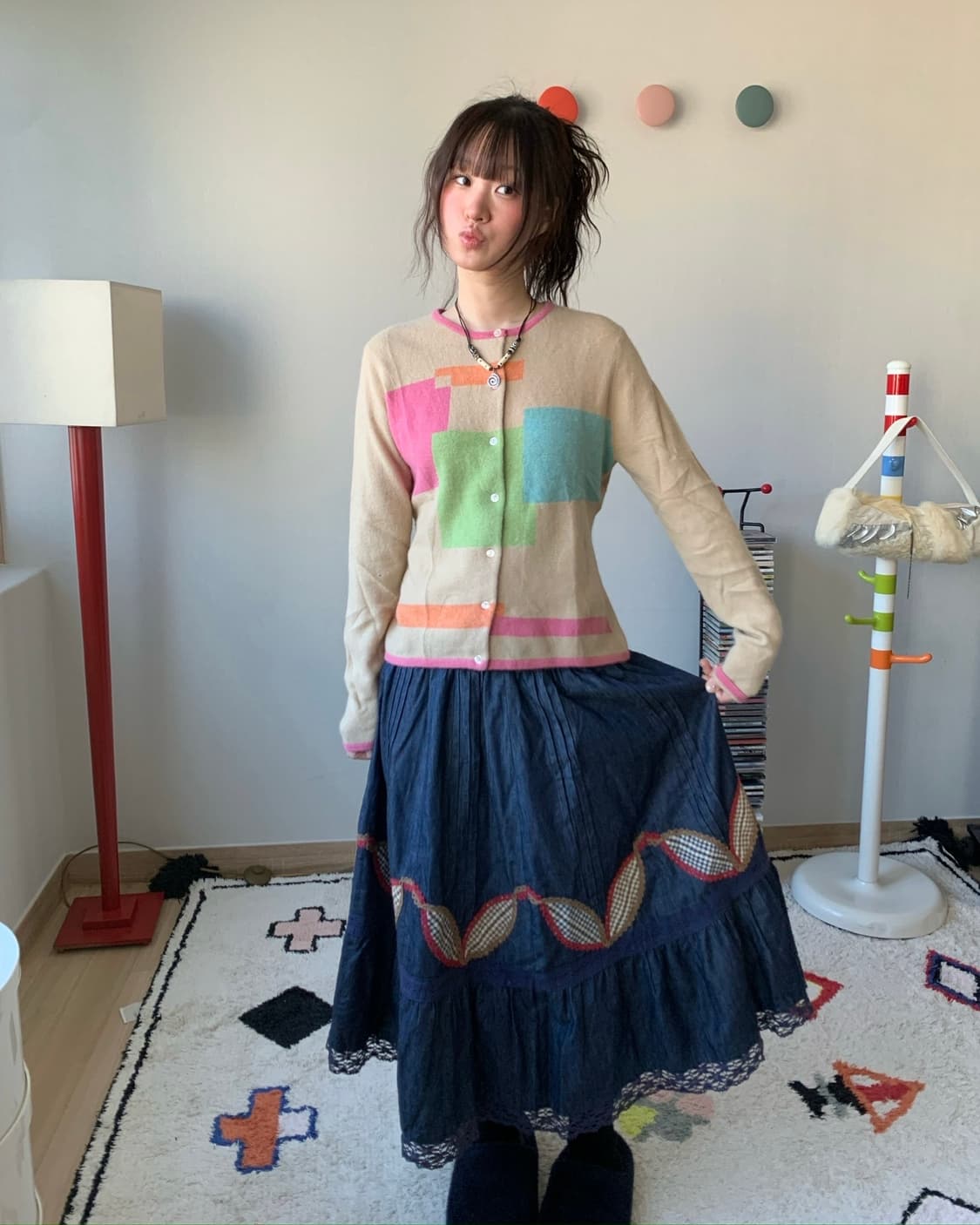 denim patchwork skirt 상품이미지3