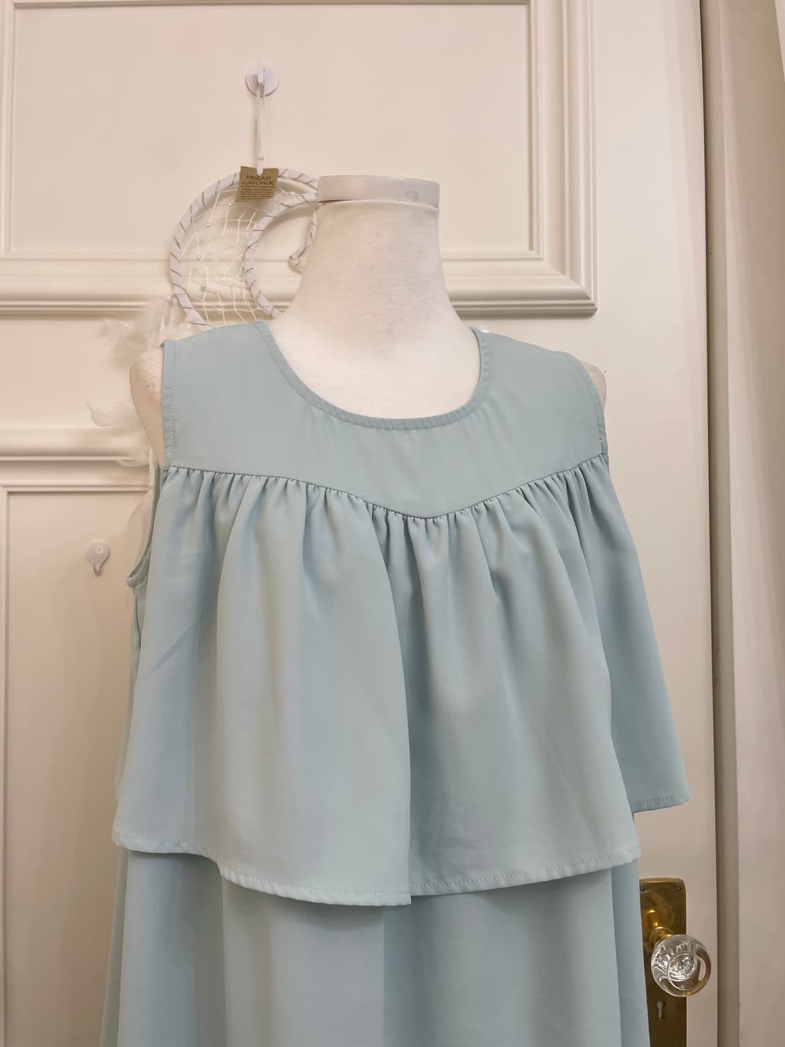 mint shirring layered blouse 상품이미지5