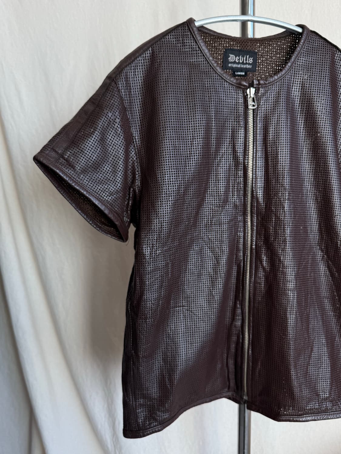 Vintage 집업 레더 반팔 자켓 상품이미지5