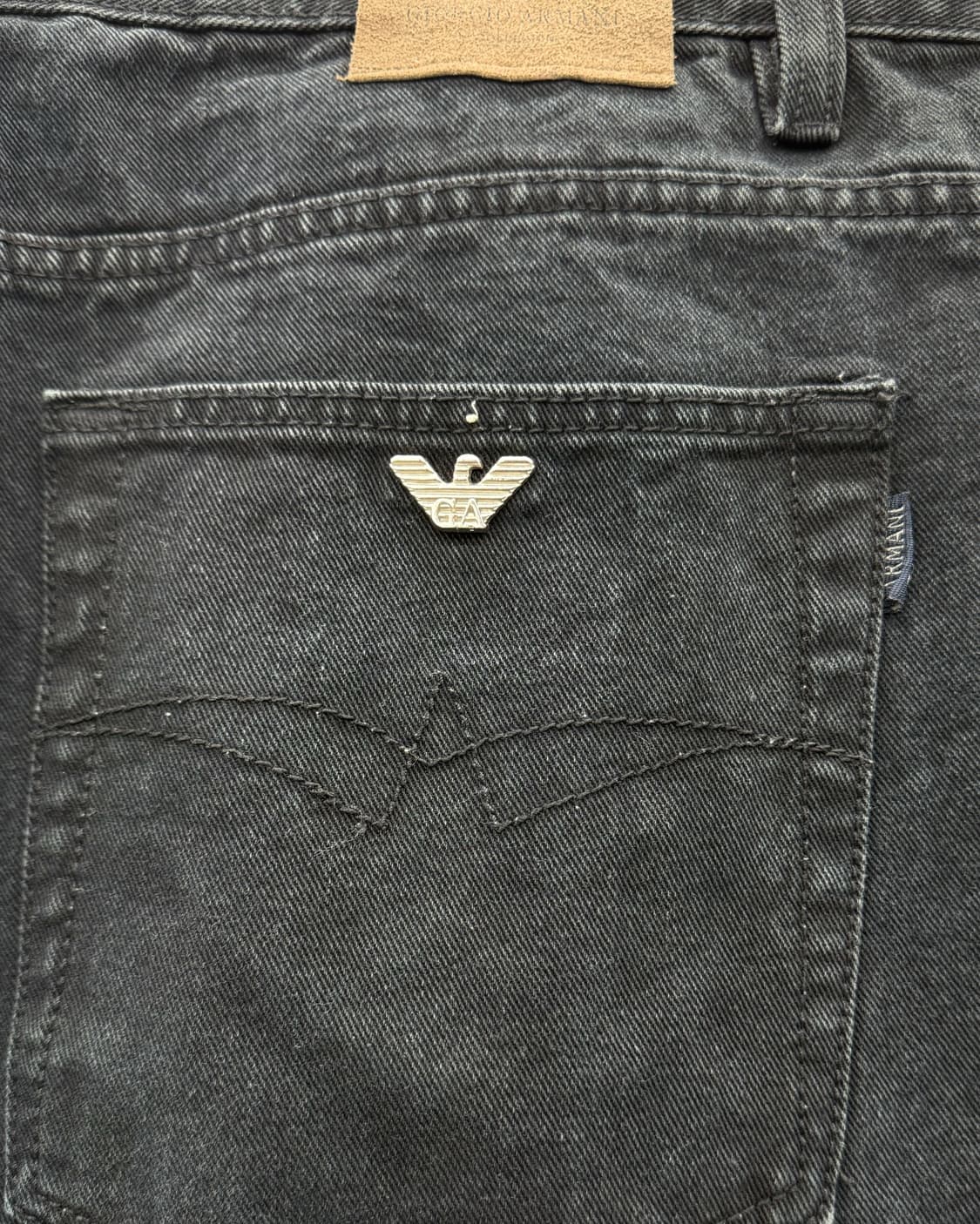 조르지오 아르마니 90S 스틸링 패치 흑청 블랙 데님 팬츠 상품이미지4