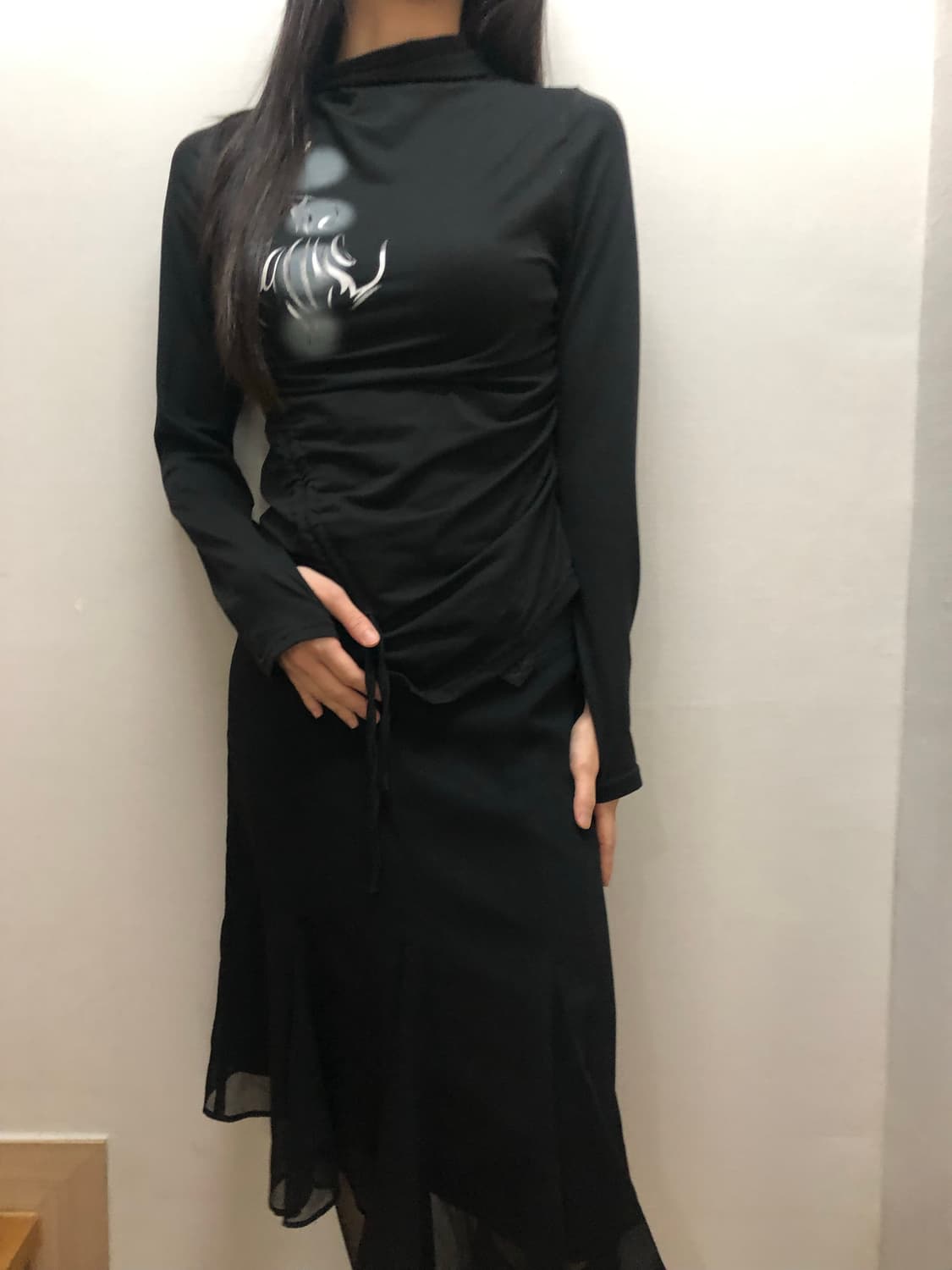 빈티지 블랙 오리엔탈 셔링 탑 상품이미지2