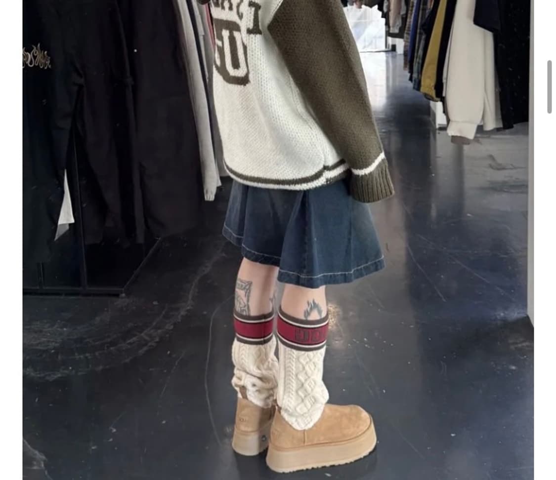 테니스 미디 플리츠 데님 스커트 상품이미지2