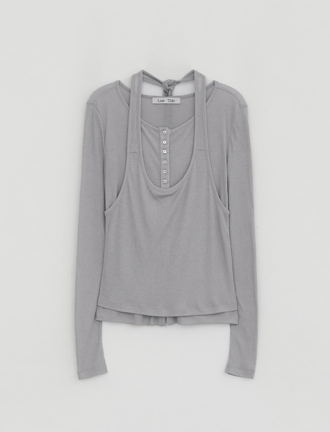 로우타이드 lowtide LAYERED BUTTON T-SHIRT [GR 상품이미지2