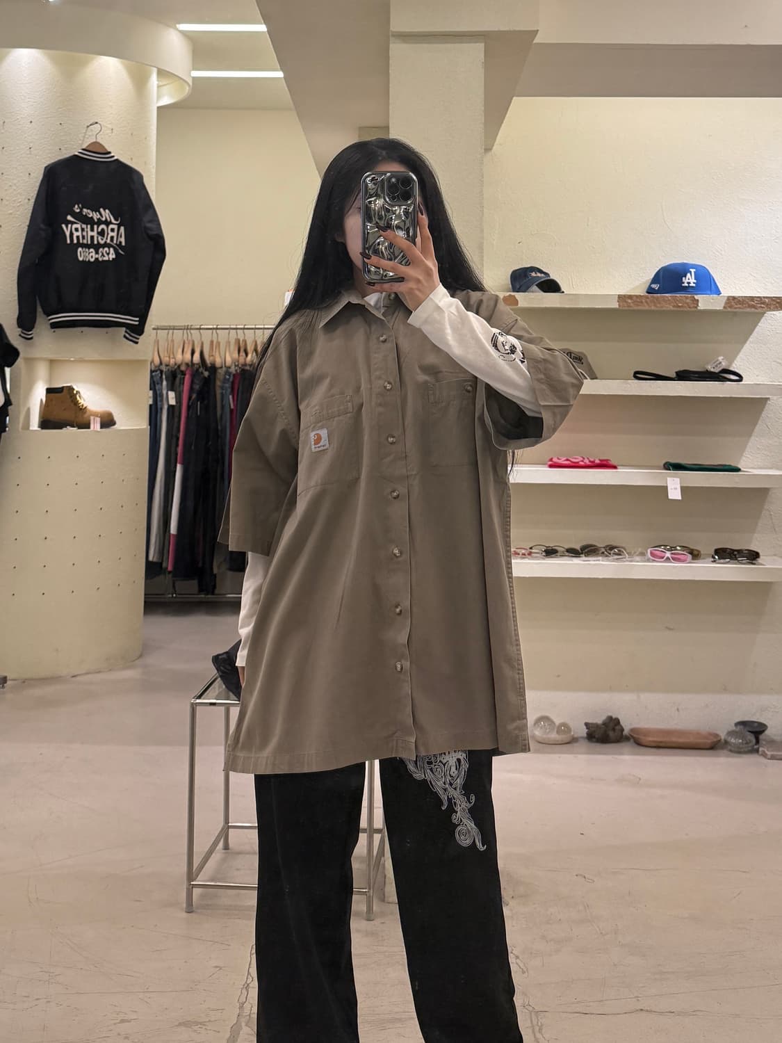 칼하트 투포켓 베이지 반팔 워크셔츠 U1238 상품이미지1