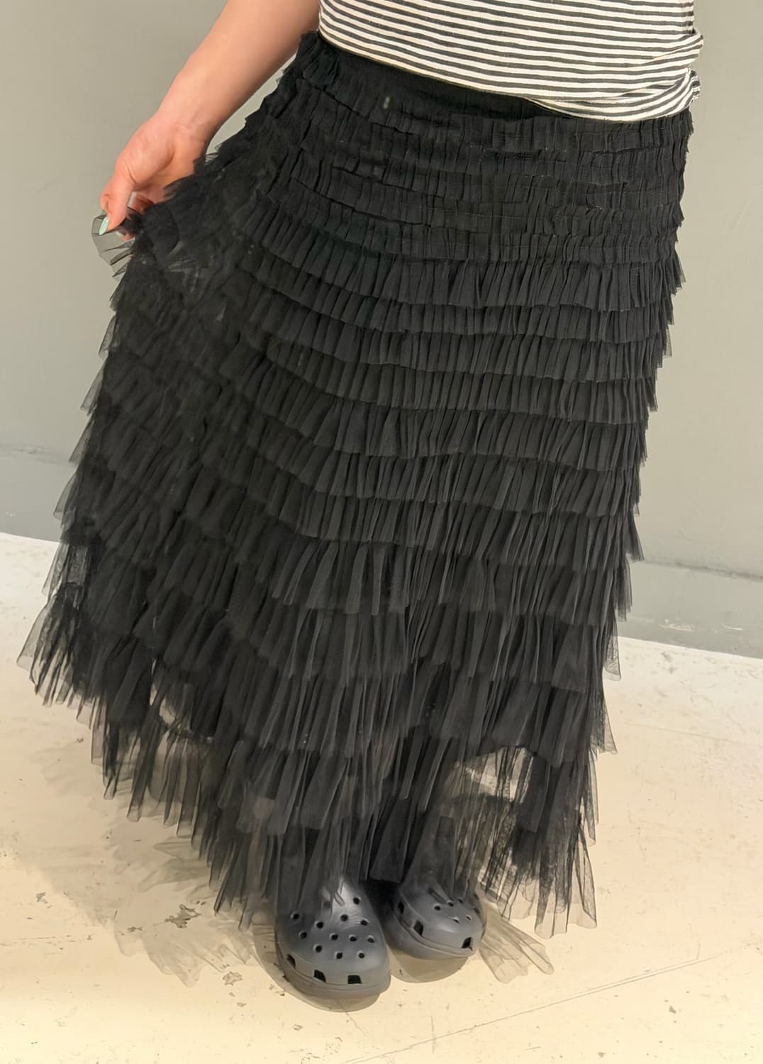 layered tulle detail long skirt 상품이미지4