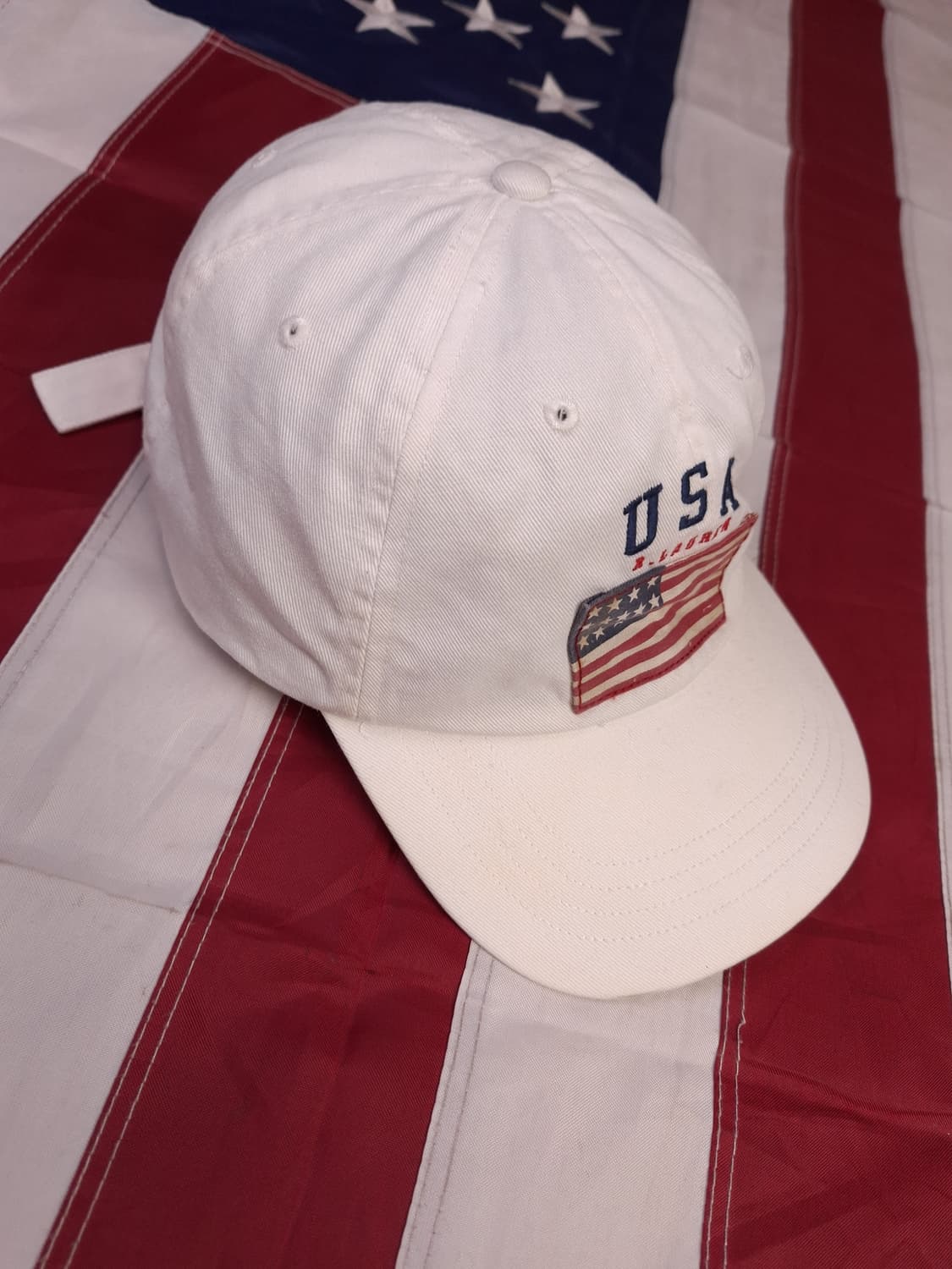 오리지날 90's 폴로 랄프로렌 성조기 화이트 볼캡 상품이미지4