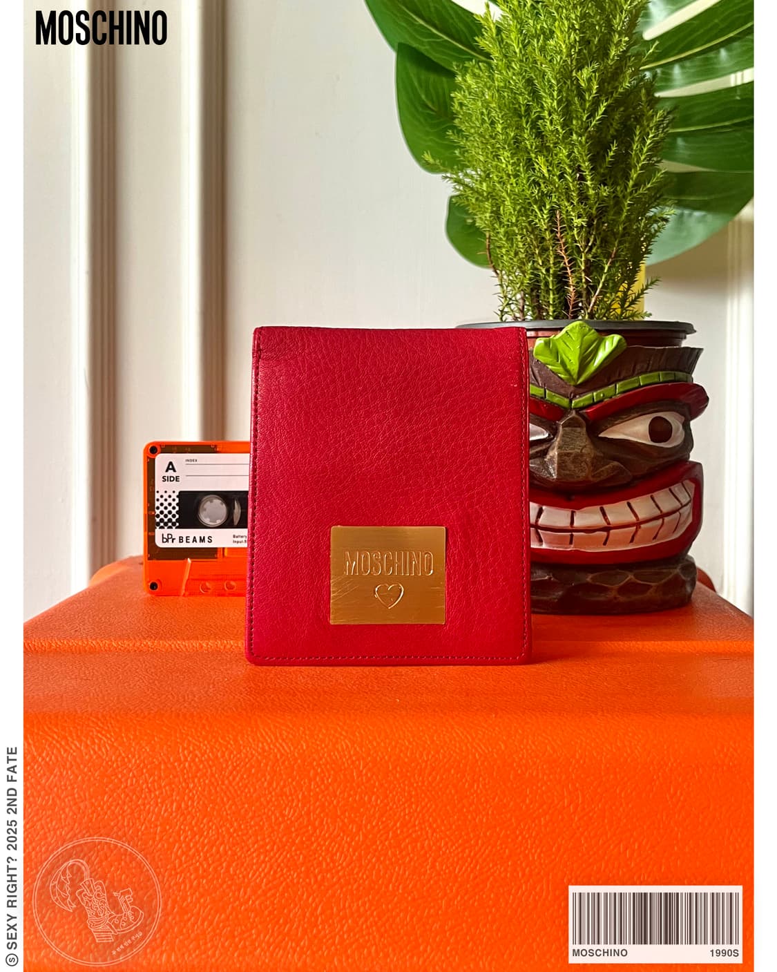 1990s MOSCHINO Red Grain Leather Wallet 상품이미지1