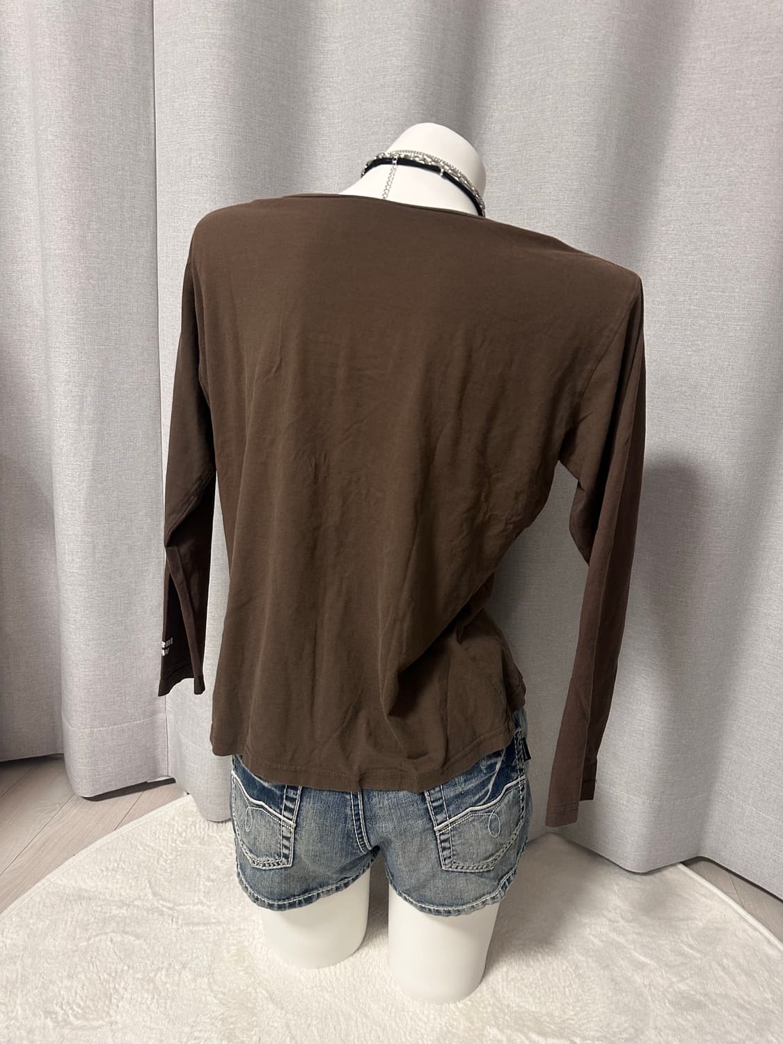 빈티지 Y2K 브라운 레이어드 브이넥 롱슬리브 상품이미지4