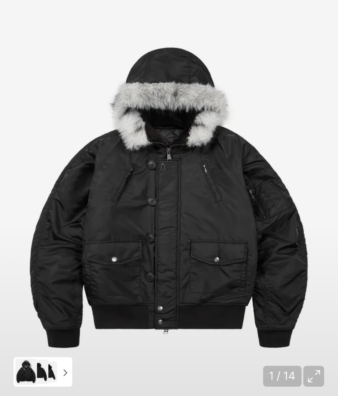 Hooded Fur MA-1 Jacket (Black) 상품이미지1