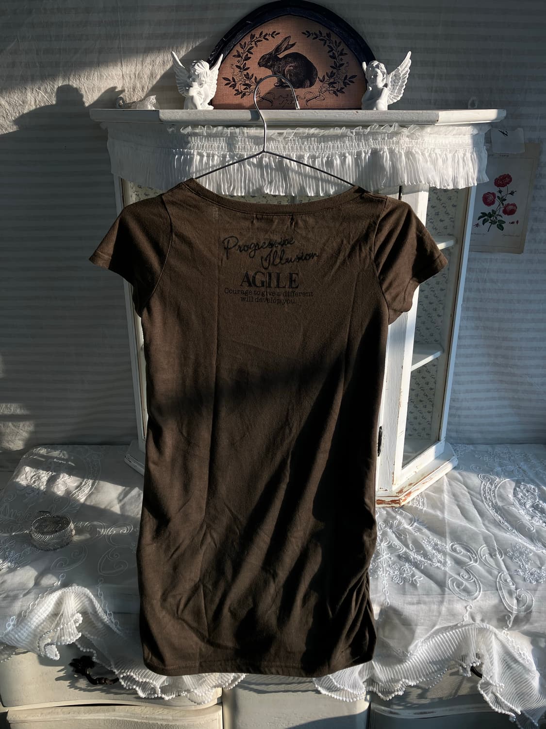 일본빈티지 갸루 펑크 딱붙핏 셔링 반팔 상품이미지7