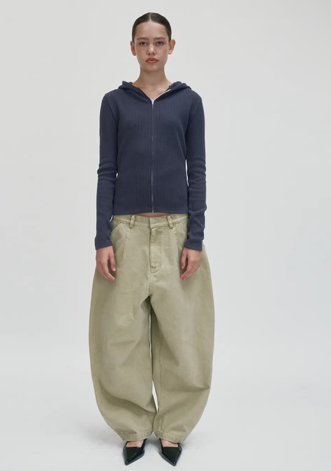 Hooded rib zip up 상품이미지1