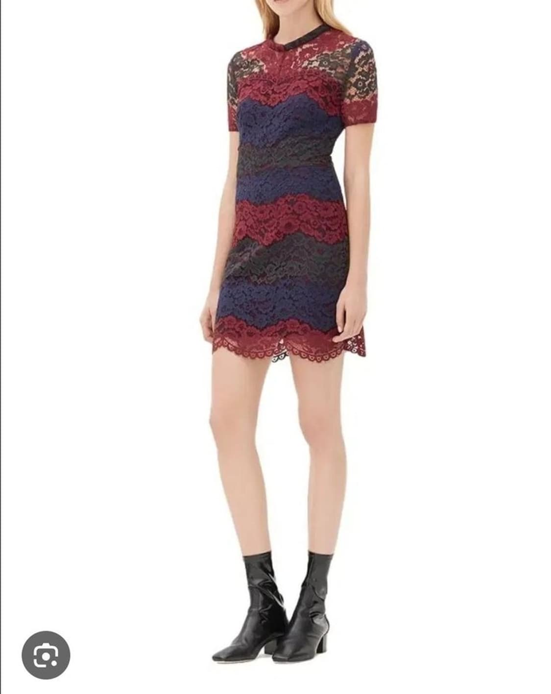 산드로 sandro  배색 플로럴 레이스 미니 원피스 1사이즈 상품이미지1