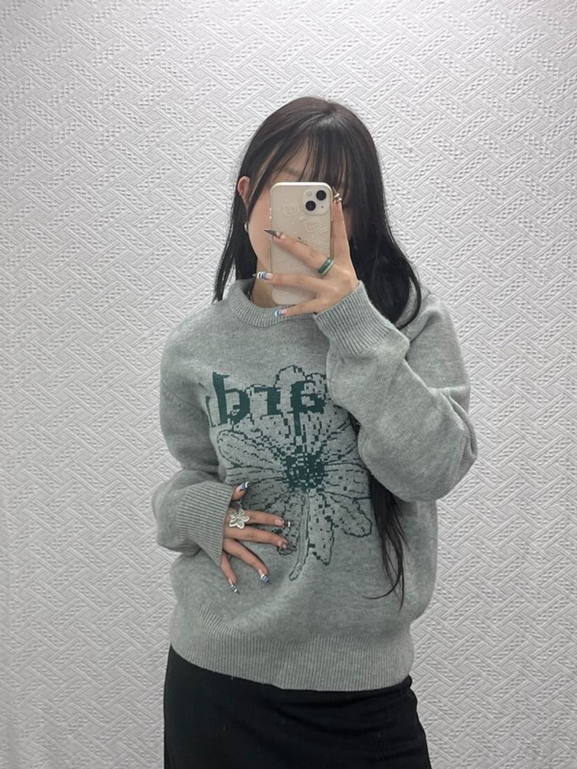 마르디메르크디 키치 딥그린 플라워 니트 105 C07651 상품이미지1