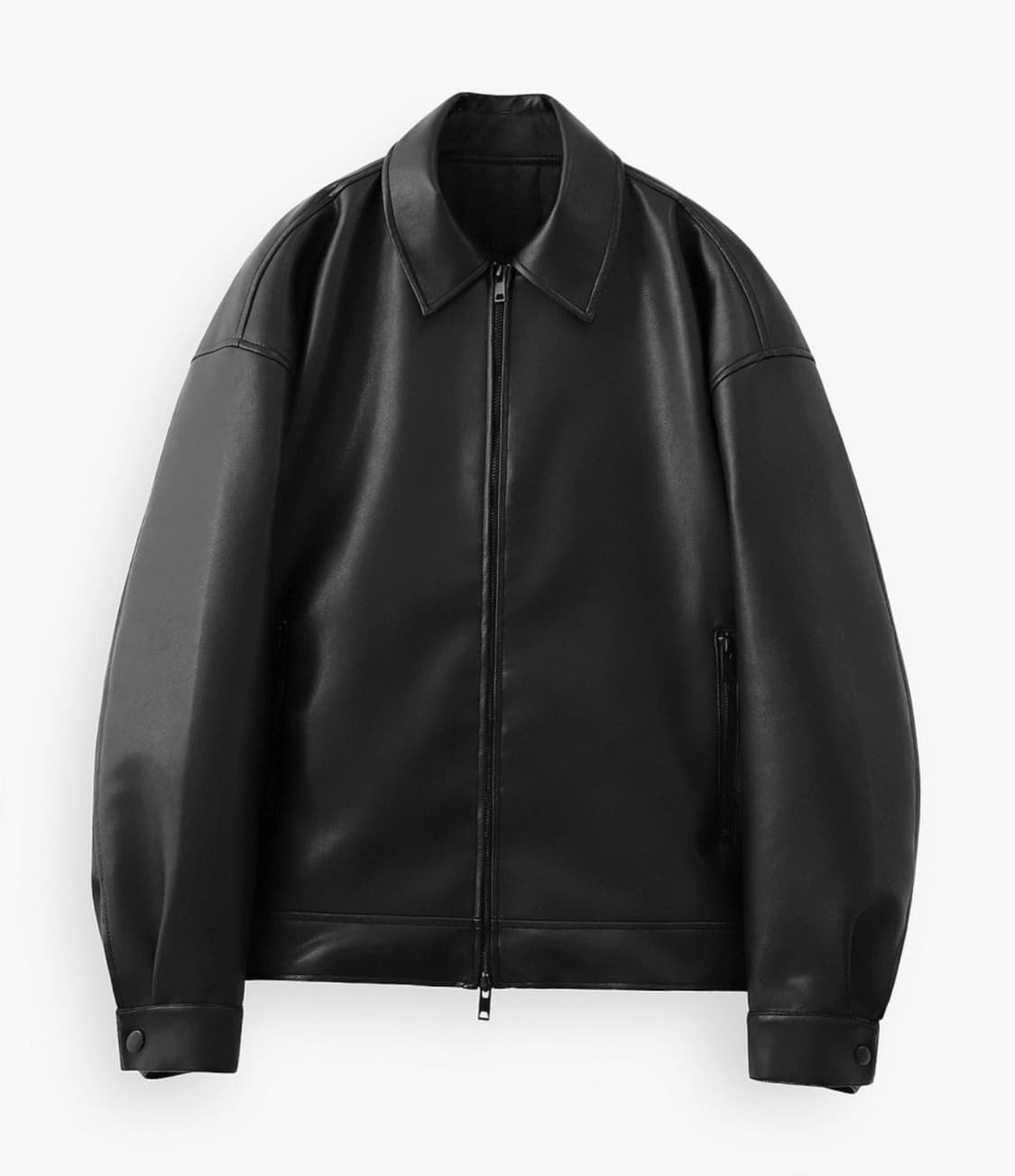 라퍼지스토어 버핑 레더 오버핏 블루종 자켓 블랙 상품이미지1