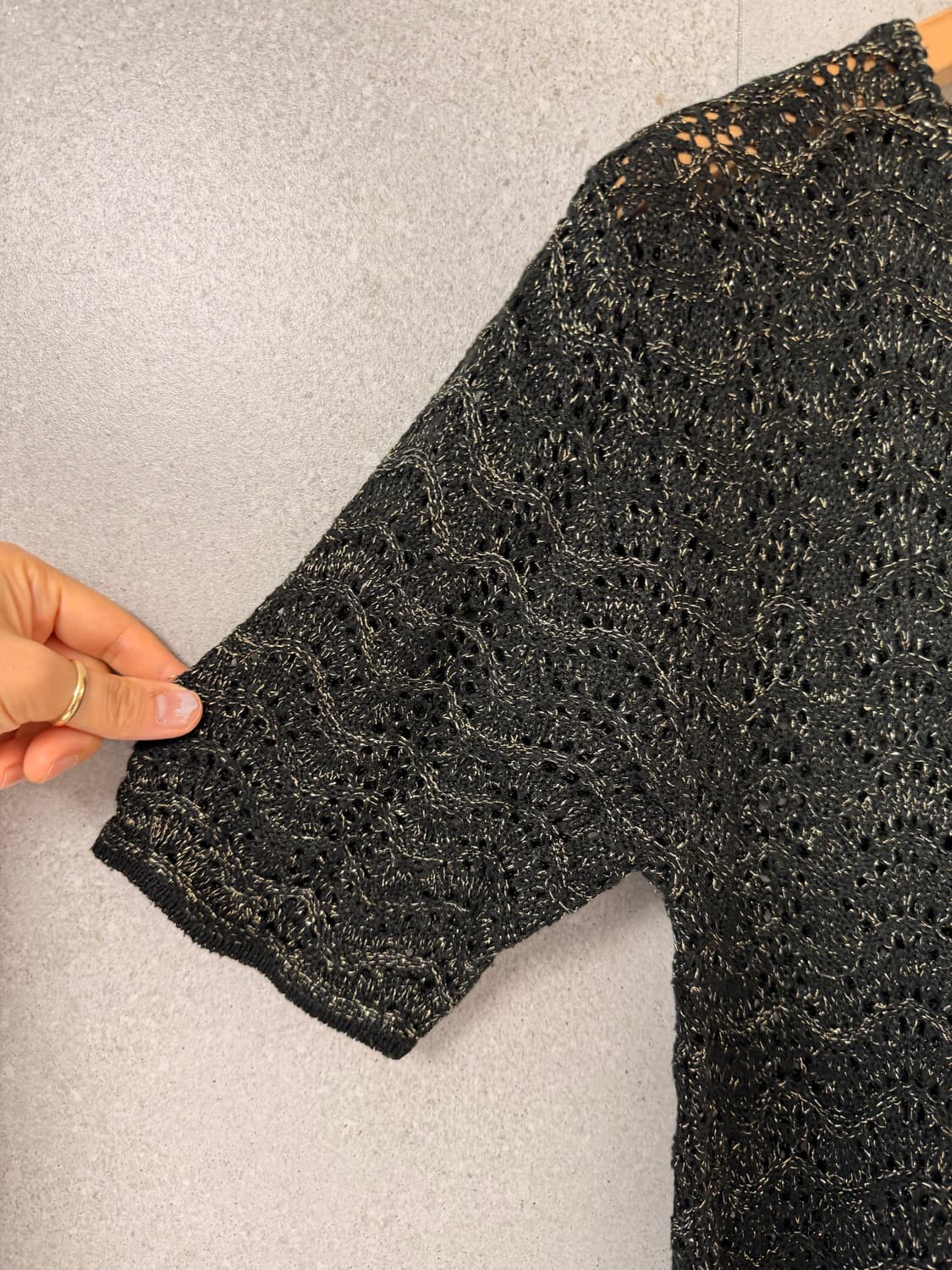블랙 크로쉐 반팔 니트 상품이미지2