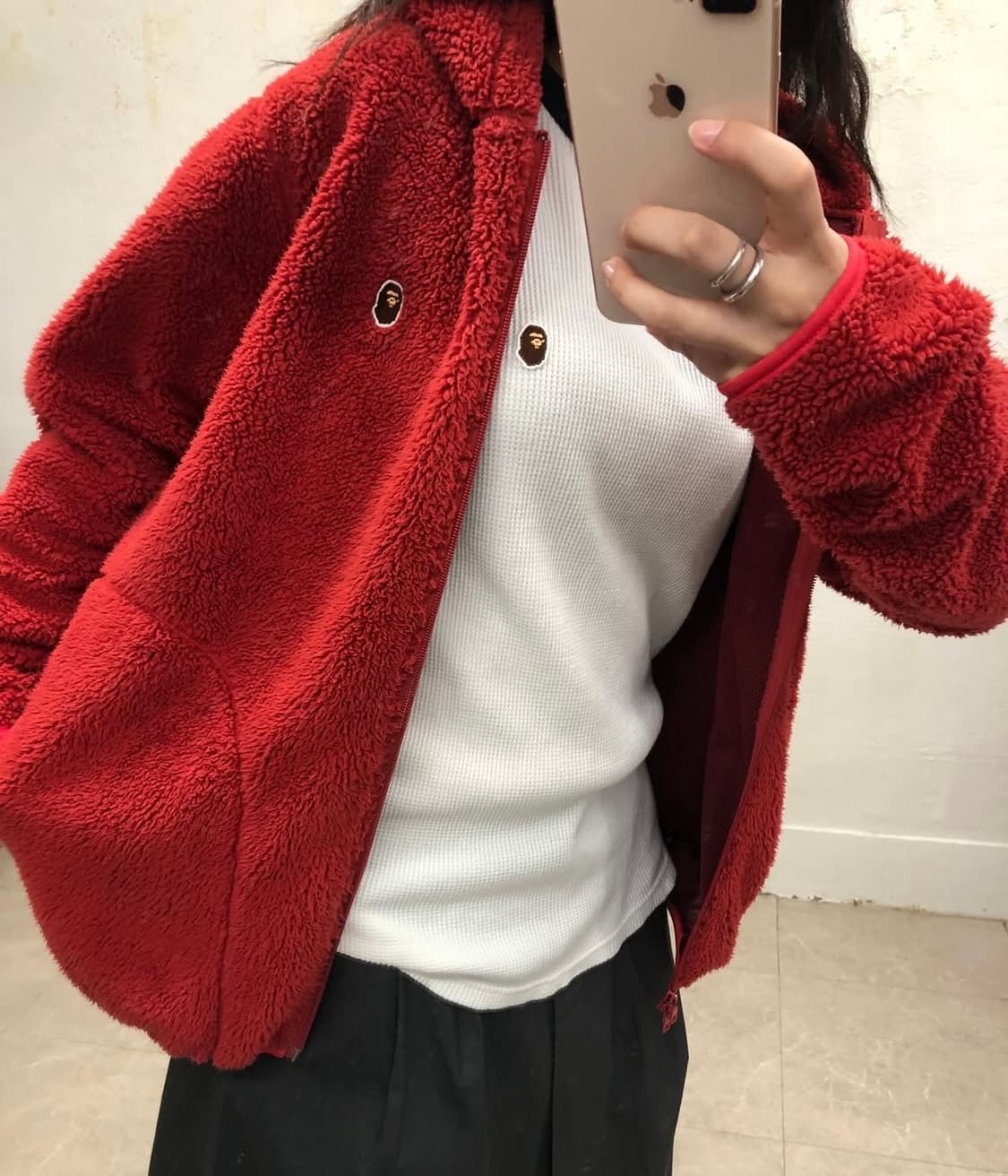 베이프 후리스 후드집업 상품이미지1