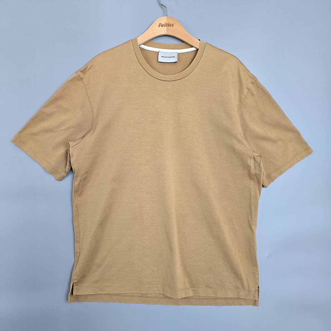 솔리드옴므 SOLID HOMME 베이직 코튼 반팔 티셔츠 베이지 110 상품이미지1