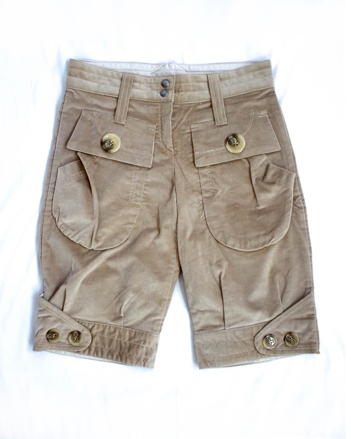 Antique semi-glossy beige capri pants 상품이미지1