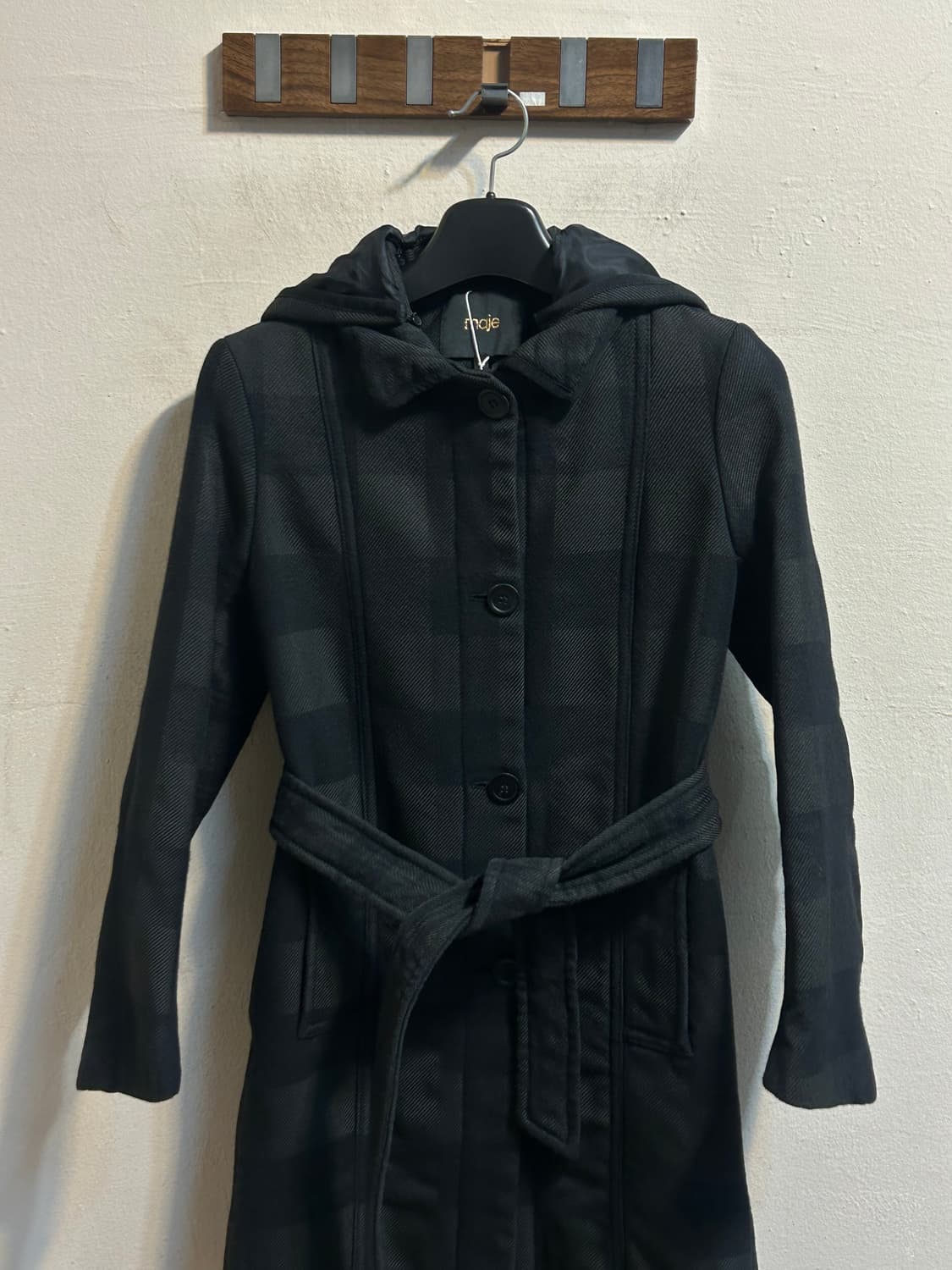 마쥬 후드 패턴 미디 코트 상품이미지2