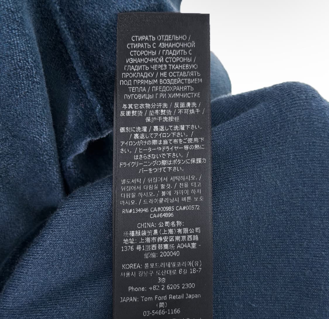 [52] 톰포드 남성 벨벳 모달 벨루어 폴로 PK 카라 반팔 티셔츠 블루 상품이미지10
