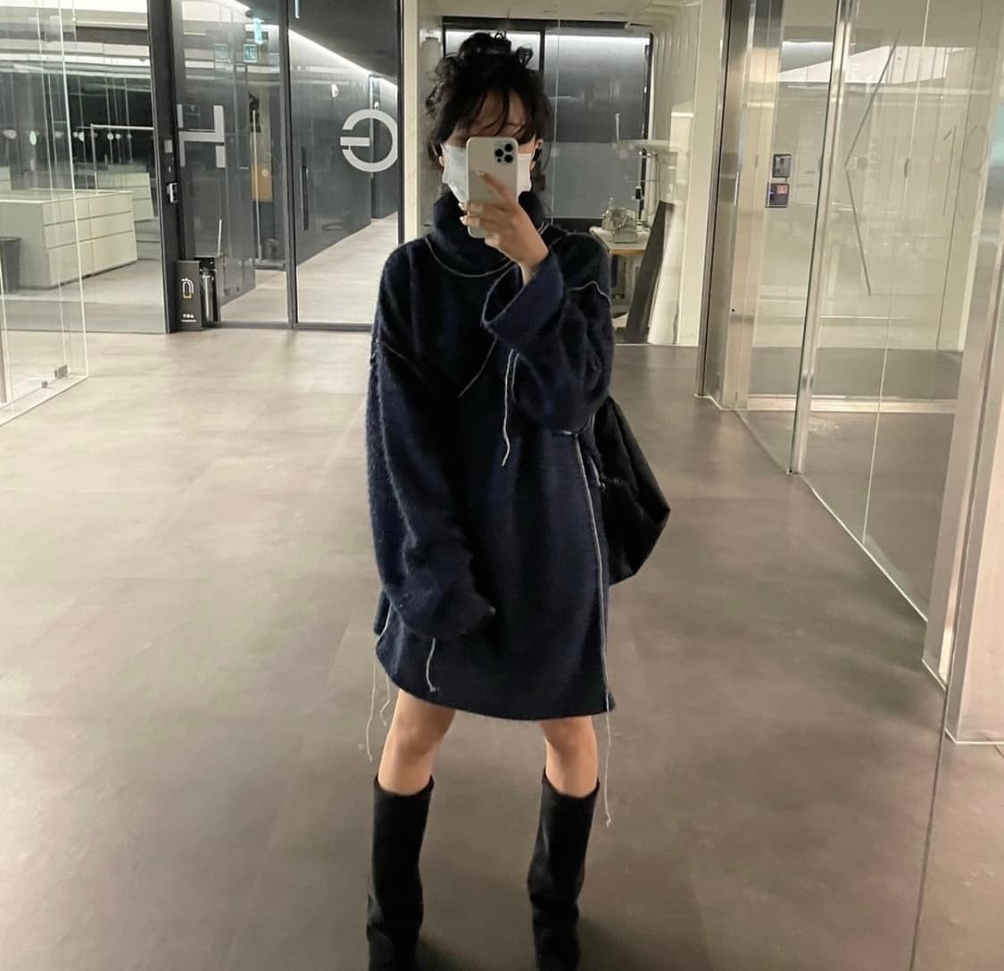 [mm6] 18AW 글리터 터틀넥 니트 드레스  상품이미지10