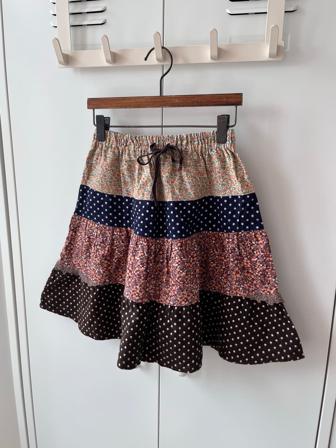 Papp 잔꽃 도트 패치워크 플레어 스커트 상품이미지8