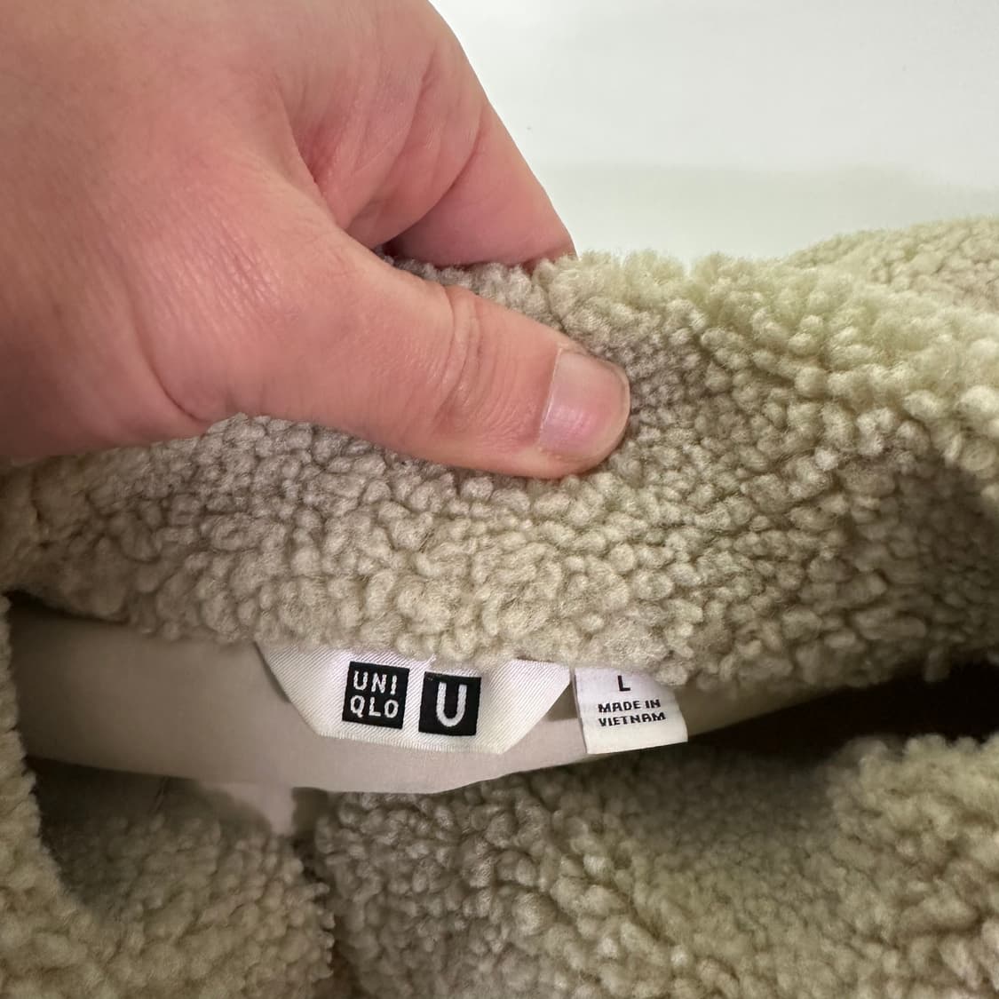 우먼L-XL 유니클로U 베이지 오버핏 카라넥 플리스자켓 상품이미지3