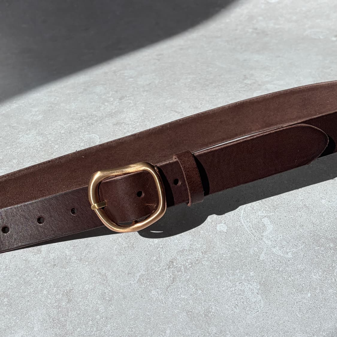 Oribell 커브드 24k 골드플레이트 버클 볼드 베지터블 소가죽 벨트 상품이미지6