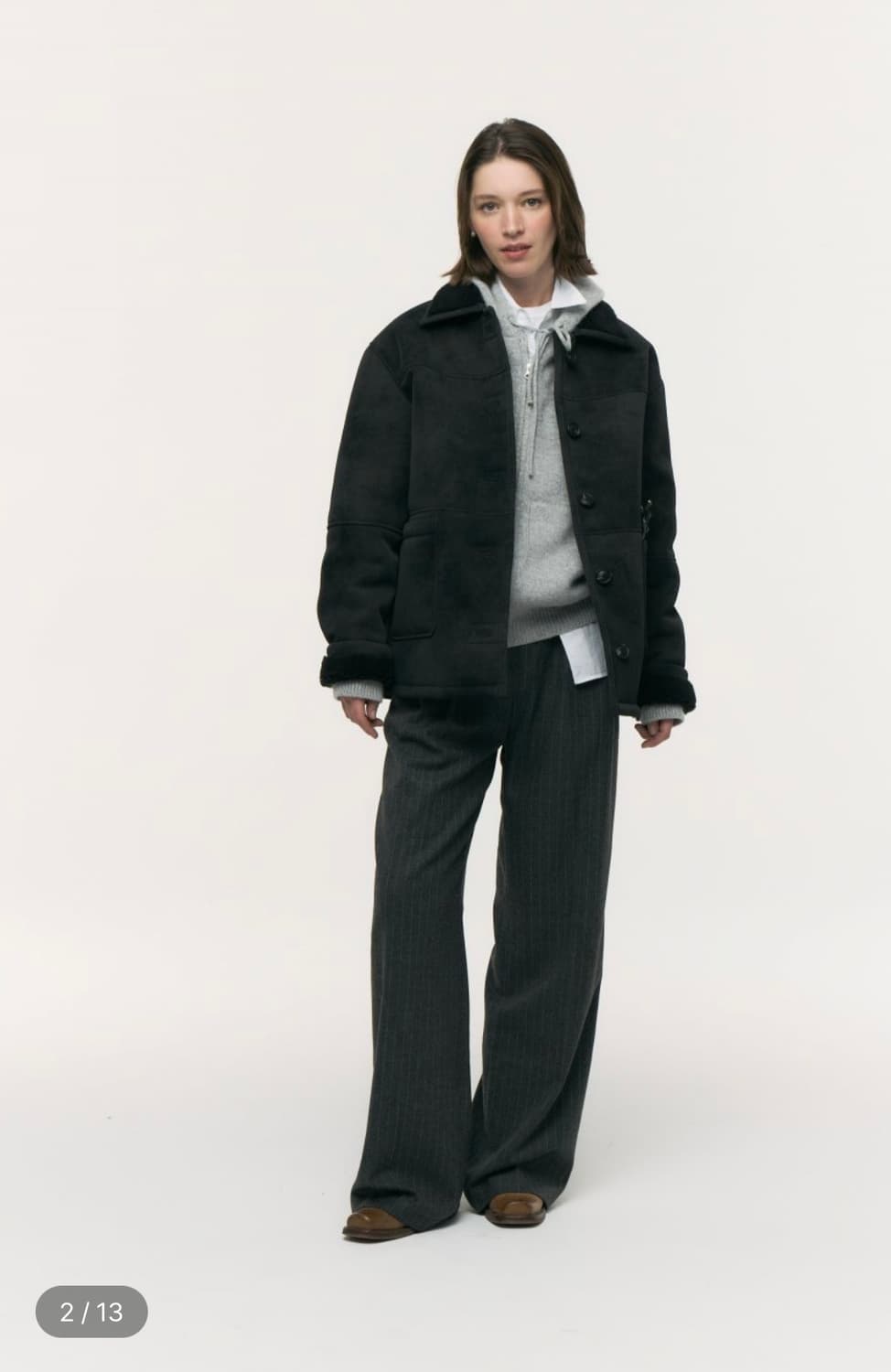 카달로그 무스탕 Martha Shearling Jacket(Black) 상품이미지2